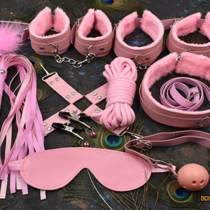 BDSM kit Restraint Set for Sex - 10Pcs Bondaged Kit with Soft Cotton Rope  for Adult Bondage Sets Restraint Kits for Women and Couples Fetish Bedding