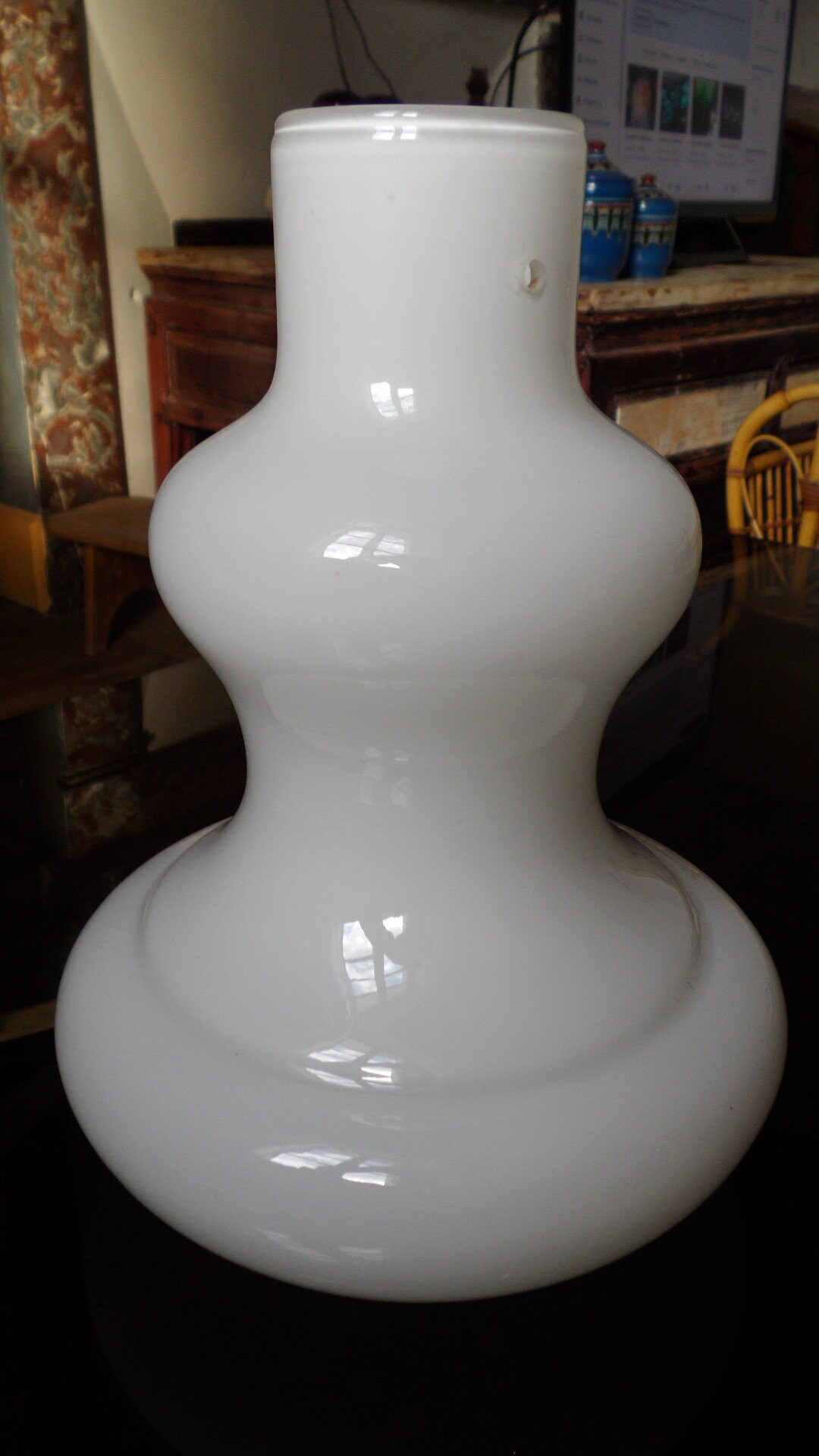 Abat-Jour, Suspension, Opaline, Verre Blanc Français, Ancien 1960-1970'