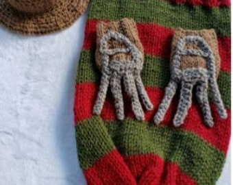 Freddy krueger set baby costume nightmare on elm st crochet horror wes craven photo prop scary spooky infant fri thr 13 comic con Freddy kru