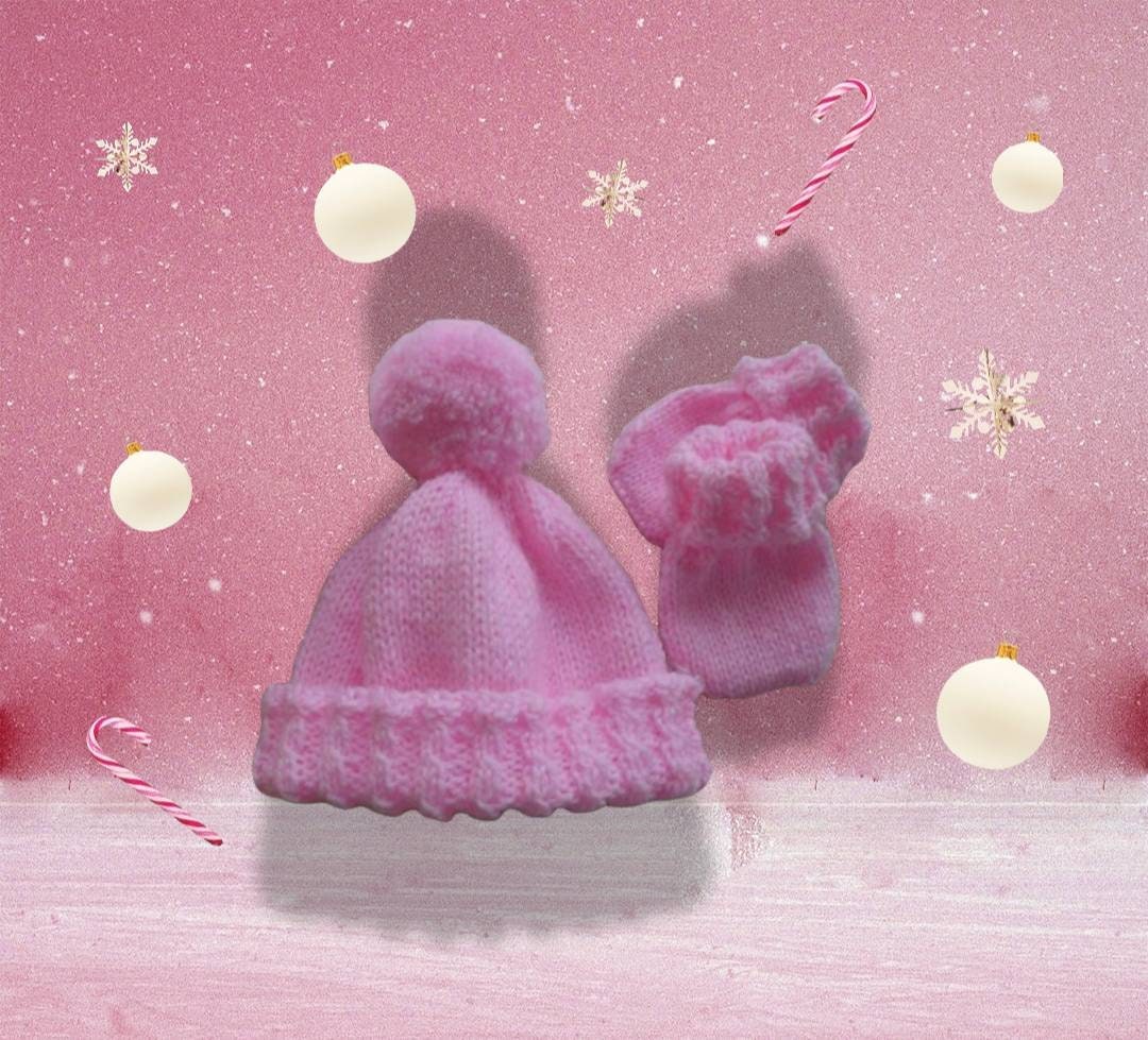 Hand Knitted Baby Mittens and Hat Set/customized/ Etsy