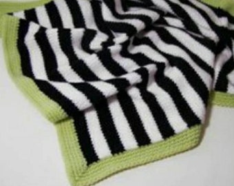 Beetle juice blanket/halloween blanket/black and white blanket/crochet throw/ throw blanket/lap blanket/baby blanket