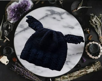 Bat wing beanie bat knit hat baby bat goth style bat wing gift bat lover custom unisex baby adult crochet beanie handmade vampire cozy warm
