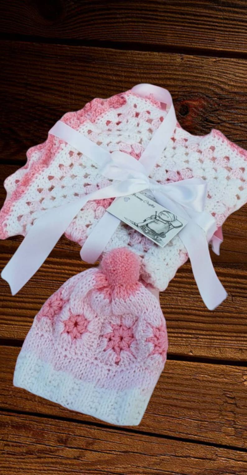 Pink Baby Blanket Ruffle Pink Princess Baby Blanket and Hat Set Crochet ...
