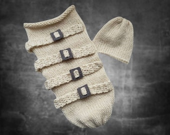 Straight jacket baby cocoon hat set gothic alternative halloween baby bat punk skull heavy metal vintage funny goth new mom beetlejuice soft