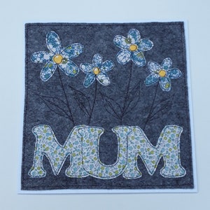 Birthday card for mum - OOAK Mum card - Mothering Sunday - textile art - fabric card - Mother's  day card - hand stitched Liberty fabric