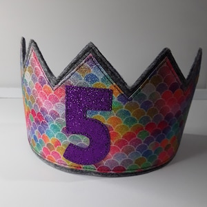 Handmade Birthday crown - cake smash crown - Birthday gift for a child - Age Birthday crown - textile crown - Child&#39;s Birthday crown