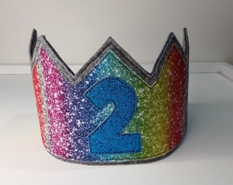 Handmade Birthday Crown – Rainbow Felt Cake Smash Prop