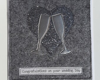 Congratulations on your wedding day fabric card Wedding day card can be personalised textile card Handmade Wedding Card