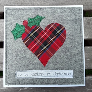 Handmade Christmas card for your husband - Xmas card Husband - OOAK Christmas card for Husband - keepsake Christmas card - hand stitched