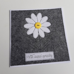Carte de condoléances en tissu faite main - nos plus sincères condoléances - carte de condoléances - funérailles - crémation - cousue main - sincères condoléances - carte de deuil
