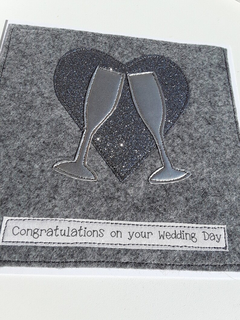 Congratulations on your wedding day fabric card Wedding day card can be personalised textile card Handmade Wedding Card