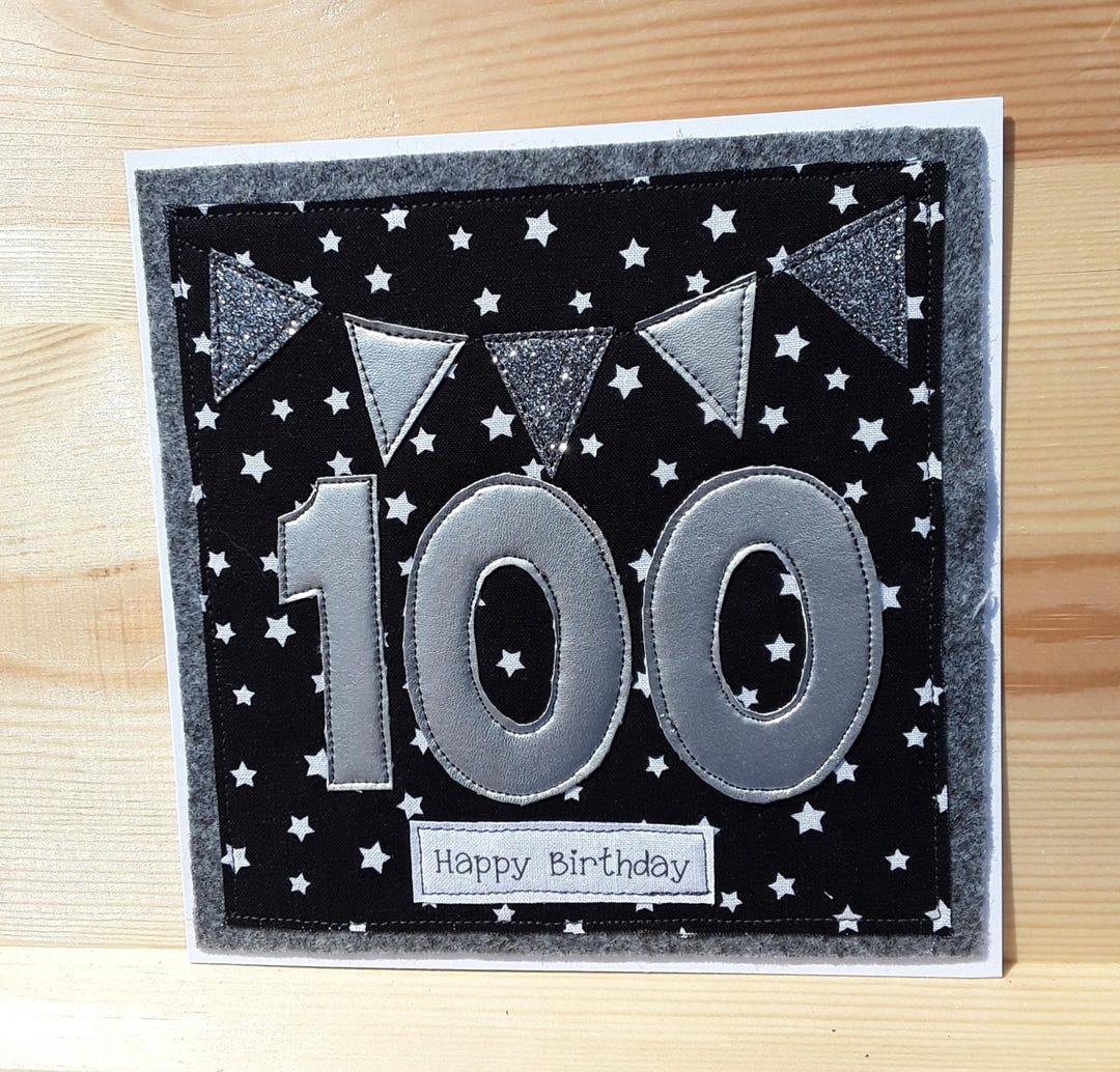 Personalised 100th Birthday Textile Card – Handmade Keepsake - Etsy
