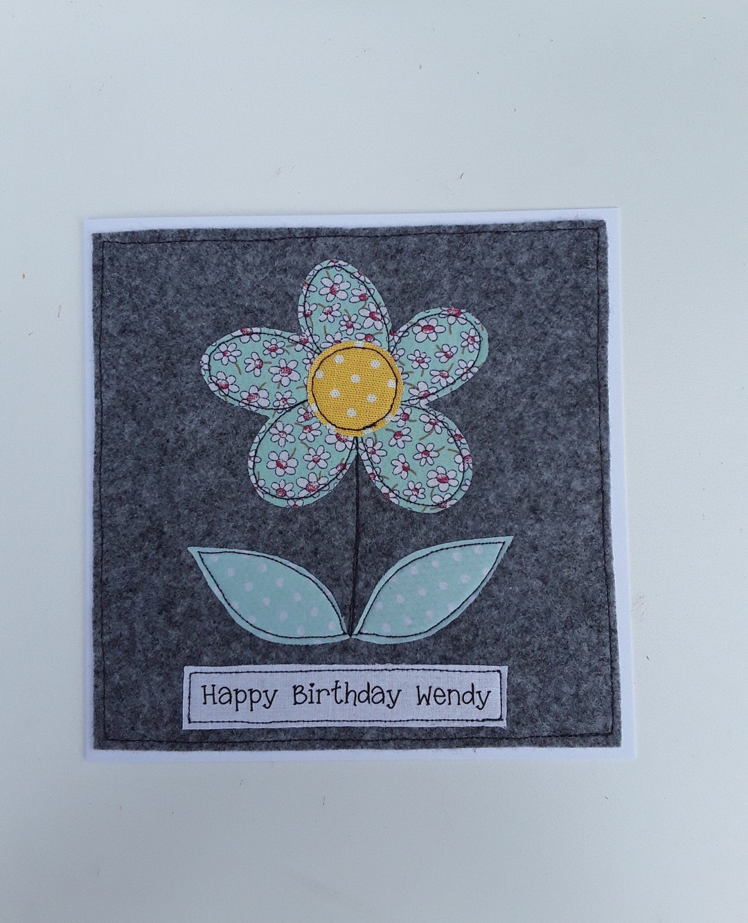Handmade Floral Birthday Card – Personalised Textile Keepsake - Etsy
