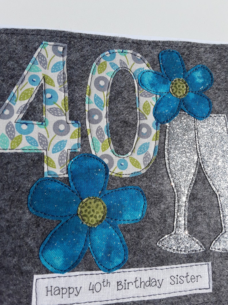 Handmade 40th Birthday Card – Floral Textile, Personalised - Etsy Australia