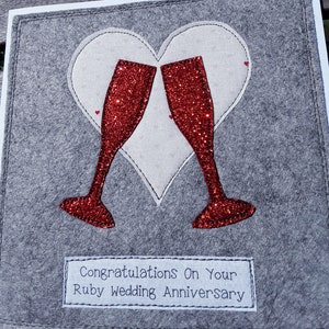 Ruby Wedding Anniversary card - 40th Wedding anniversary - congratulations on your anniversary- 40th anniversary card- Ruby Anniversary card