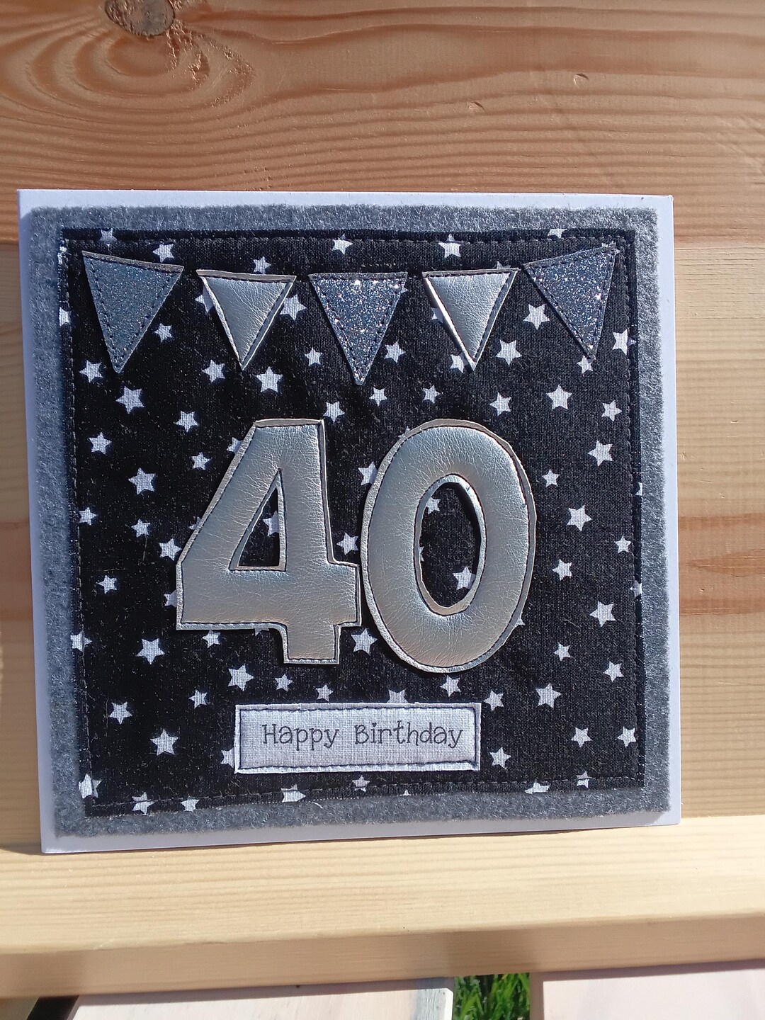 Personalised 40th Birthday Card – Handmade Textile Art - Etsy