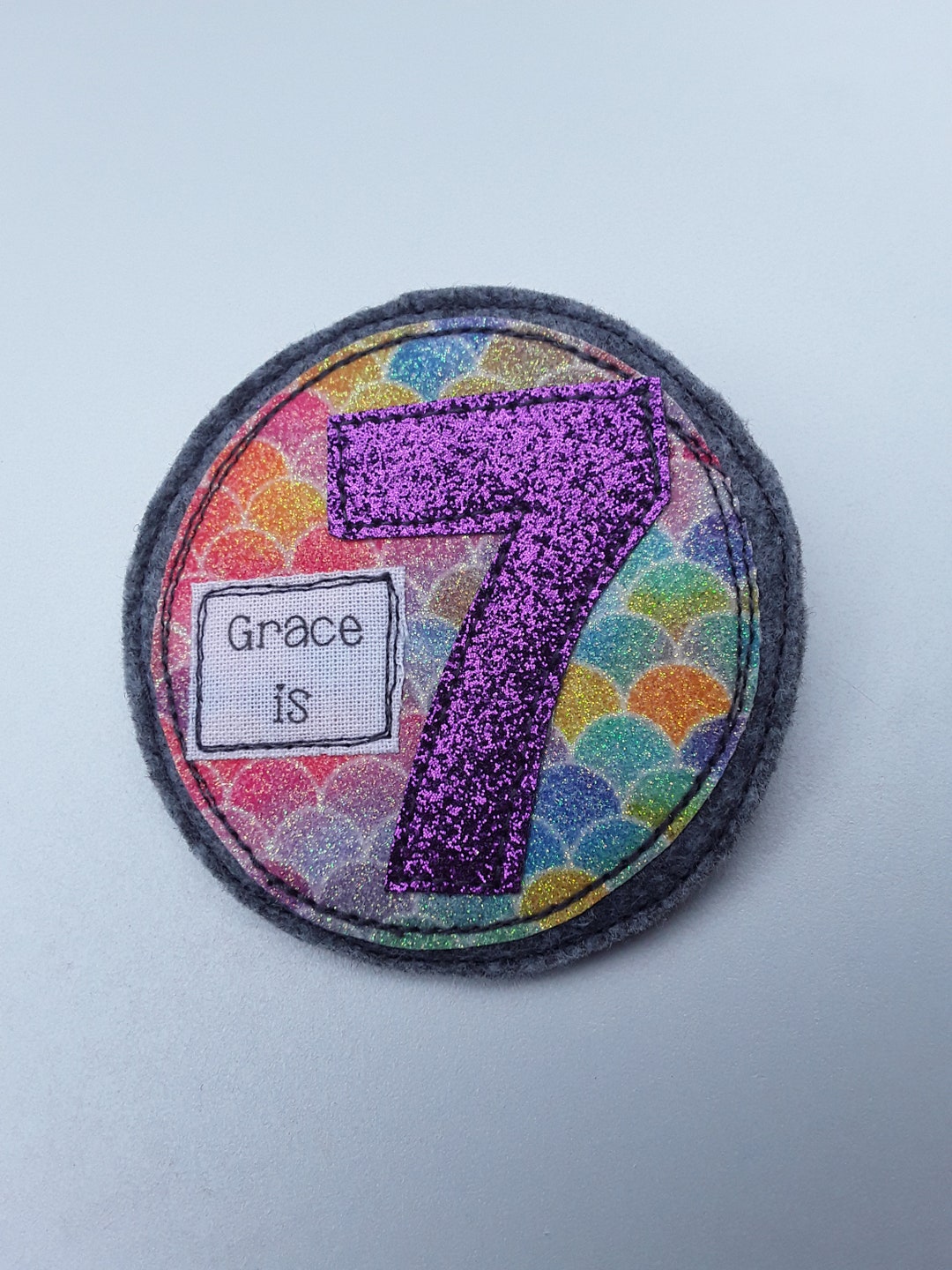 Personalised Birthday Felt Badge - Handmade Embroidered Textile Brooch ...
