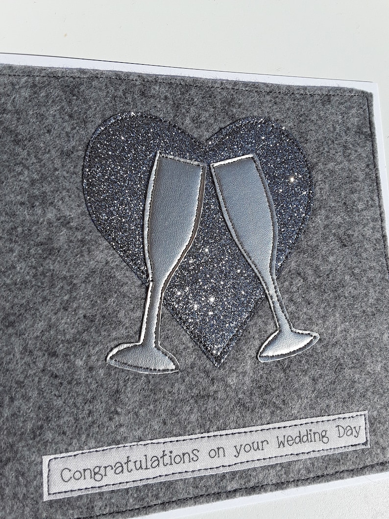 Congratulations on your wedding day fabric card Wedding day card can be personalised textile card Handmade Wedding Card
