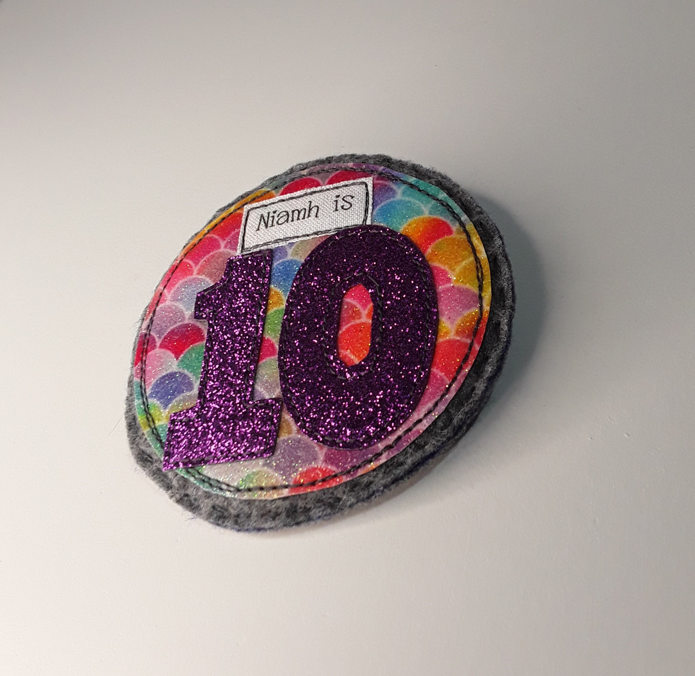 Personalised Birthday Felt Badge - Handmade Embroidered Textile Brooch ...