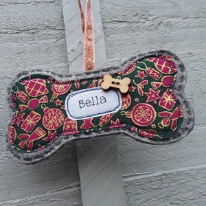 Personalised Dog Christmas decoration- Christmas decoration for your dog-handmade decoration-hand stitched-unique decoration- Christmas gift