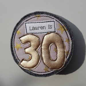 Personalised Birthday badge -handmade Birthday badge - Personalised badge - Birthday gift for a child - Birthday badge - textile badge OOAK