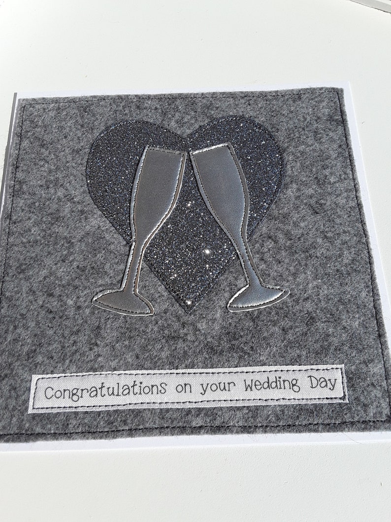 Congratulations on your wedding day fabric card Wedding day card can be personalised textile card Handmade Wedding Card