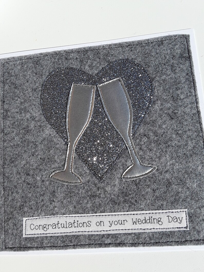 Congratulations on your wedding day fabric card Wedding day card can be personalised textile card Handmade Wedding Card