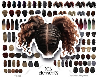 Black Girl Hair Clipart: African American Hairstyles PNG (Instant Download)