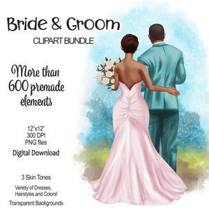 Bride and Groom Pack| PNG files | Wedding Clipart Invitation, Just Married , Wedding Day DIY | Free Commercial Use