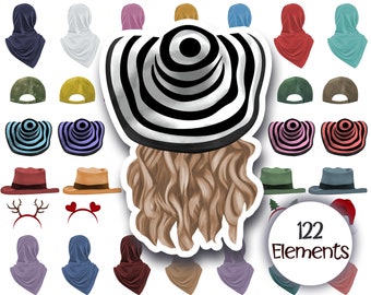 Family Clipart Accessories: Hats, Hijabs, Ribbons PNG (Digital Download)