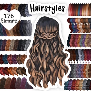 Imágenes prediseñadas de cabello / Archivos PNG / Imágenes prediseñadas de chica de moda, Imágenes prediseñadas de peinado de chica negra, Peinado con trenza, Imágenes prediseñadas de cabello natural / Licencia comercial