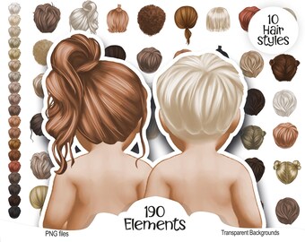 Baby Hairstyles Clipart Bundle – Toddler Hair Elements (Digital Download)