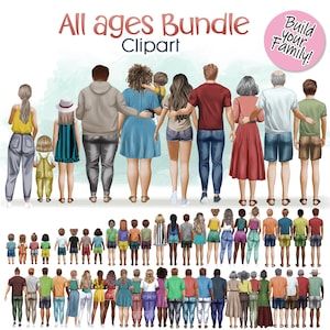 Full Family Clipart Bundle | All Ages | Baby, Kids, Teens, Adults, Seniors | Hairstyles & Outfits for Custom Family Portraits Gifts | DIY