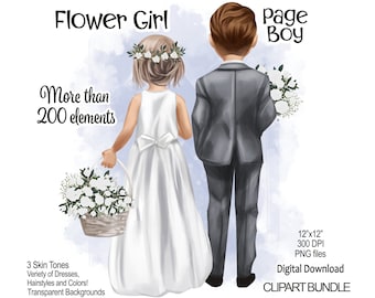 Flower Girl & Page Boy Clipart: DIY Wedding PNG Files (Digital Download)