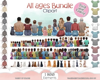 Mega Family Clipart Bundle | All Ages | Baby, Kids, Teens, Adults, Seniors | Hairstyles & Outfits for Custom Family Portraits Gifts | DIY