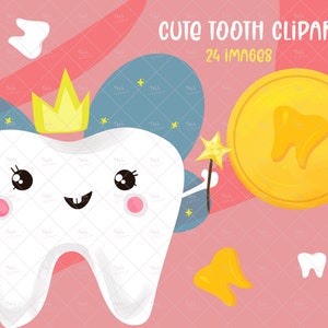 Cute Tooth Fairy Clipart for Kids Chores 24 PNG Printable Reward ...