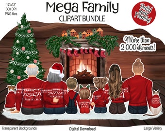 Christmas Family Clipart Bundle: DIY Portrait PNG Files (Digital Download)