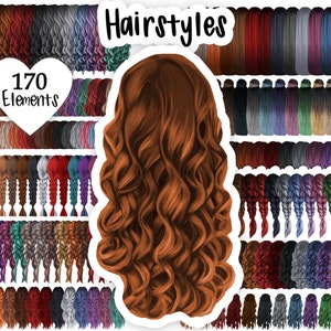 Clipart de cabello / archivos PNG / Fashion Girl Clipart, Black Girl Hairsyle Clipart, Braid Hairstyle, Natural hair clipart/ Licencia comercial