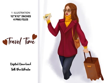 Travel Clipart | Girl Boss Clipart, Girl Clipart - Travel in style