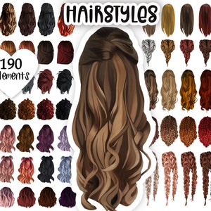 Clipart capelli / file PNG / Clipart Fashion Girl, Clipart acconciatura ragazza nera, acconciatura treccia, clipart capelli naturali / Licenza commerciale