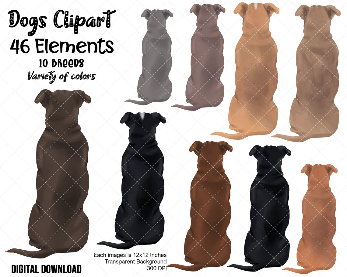 Dog Best Friend Clipart PNG Files 10 Dog Breeds Suitable - Etsy