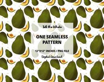 Avocado Digital Paper | Single Seamless Pattern PNG file | Avocado themed gift wrapping printable paper, suitable for any paper crafts