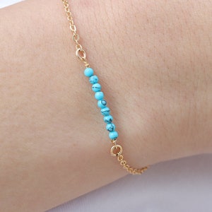 Turquoise Bracelet, Turquoise Jewelry, Dainty Turquoise Bracelet Genuine Turquoise Bracelet, Delicate Layering Bracelet, Mothers Gift image 1