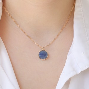 Kyanite necklace , Handmade necklace , Gemstone necklace , wire wrapped pendant, dainty gold filled necklace, blue stone, gift for her