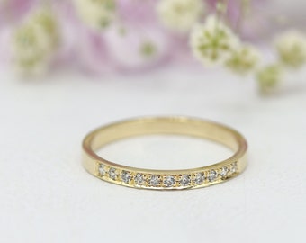 Half eternity Moissanite ring - Silver stacking rings - Gold stacking ring