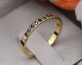 Half eternity Sapphire ring - September birthstone - gold stacking rings - gold bands - Silver stacking rings - Blue gemstone