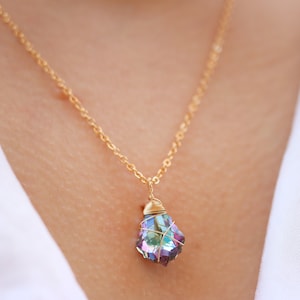 Rainbow Crystal necklace , Handmade necklace , Swarovski Crystal, Colorfull Crystal, Gold filled wire, gift for her