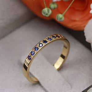 Half eternity Sapphire ring - September birthstone - gold stacking rings - gold bands - Silver stacking rings - Blue gemstone
