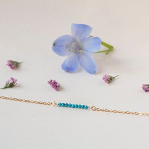 Turquoise Bracelet, Turquoise Jewelry, Dainty Turquoise Bracelet Genuine Turquoise Bracelet, Delicate Layering Bracelet, Mothers Gift image 3