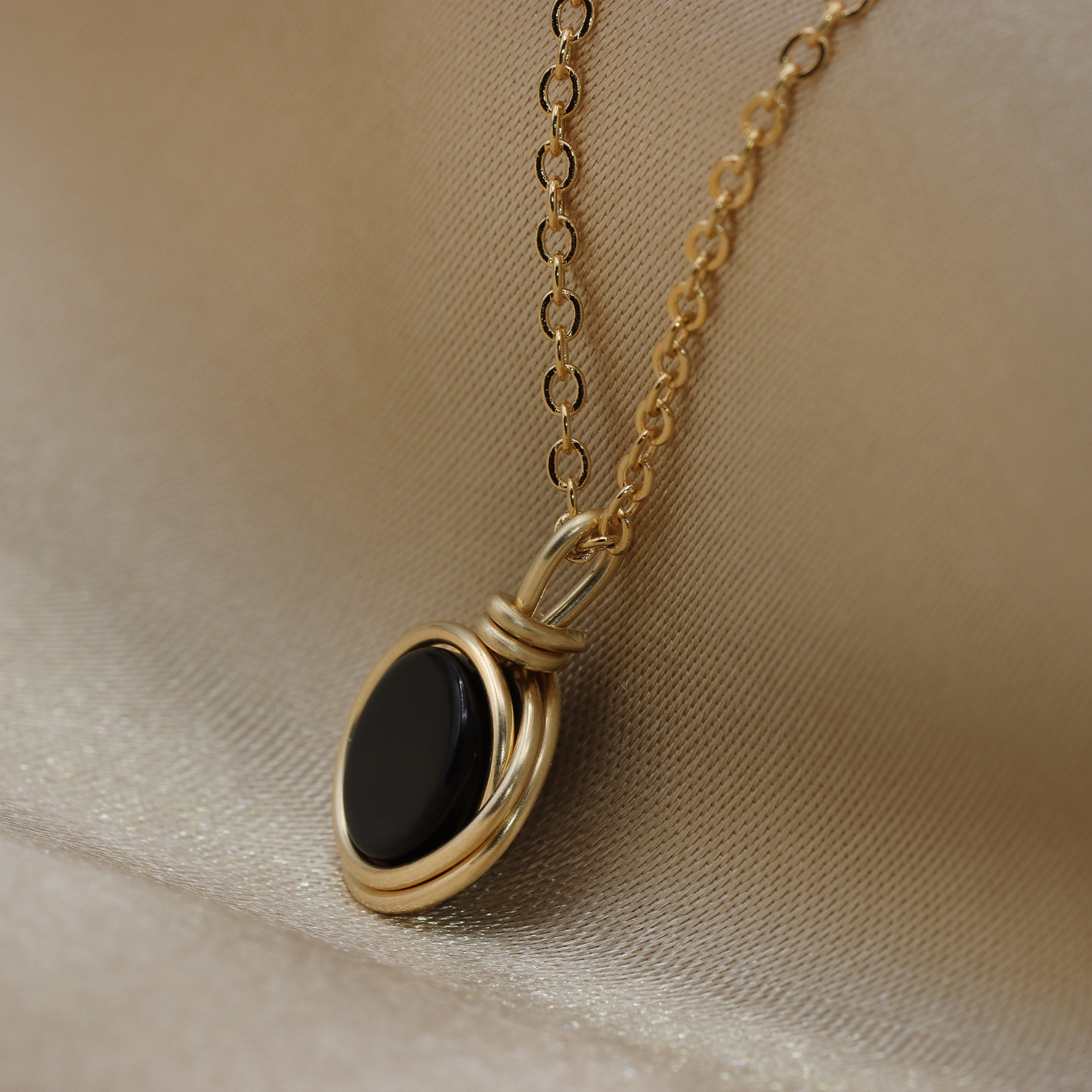 Black Onyx Knot Necklace Handmade 